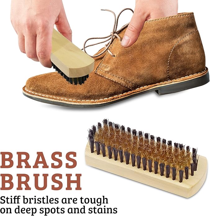 TAKAVU Premium Suede & Nubuck Cleaning Kit - Crepe Brush, Brass Bristle Brush, Microfiber Towel Cloth, Cleaning Block Eraser for Shoes, Boots