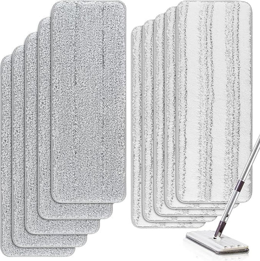 Microfiber Cleaning Pads: 10 Pack 13" X 4.9" Washable for Floor Cleaning Compatible with Tethys & Most 13 Inch Flat Mops - Replacement for Mop Bucket Set