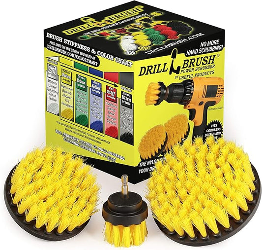 House Cleaning Supplies – Cleaning Drill Brush Set - Bathroom Accessories - Flat Scrub Brushes - Grout Cleaner - Electric Spin Brush Attachment for Drill - Bathroom Cleaner Brushes - Shower Scrubber