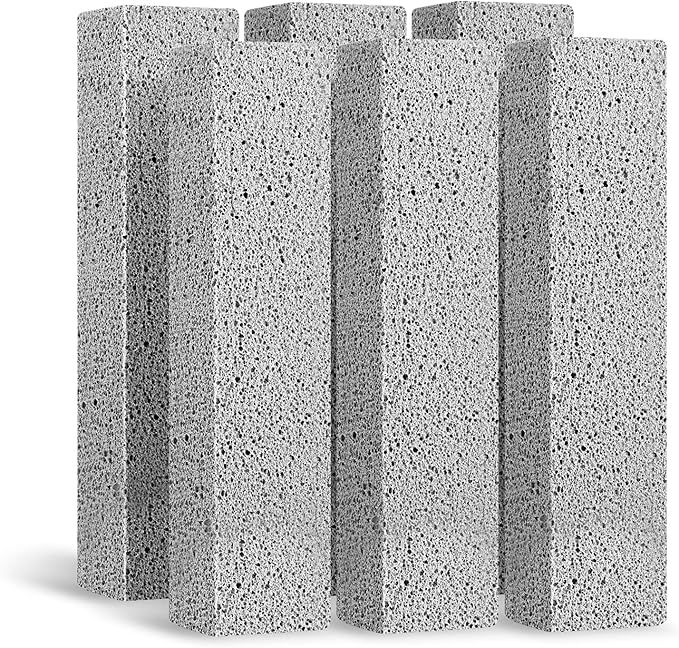 6Pack Pumice Stone for Toilet Cleaning Bowl Stick,Powerfully Cleans Hard Water Rings, Calcium Buildup & Stains, Suitable for Cleaning Toilet, Bathtubs, Kitchen Sink, Grill