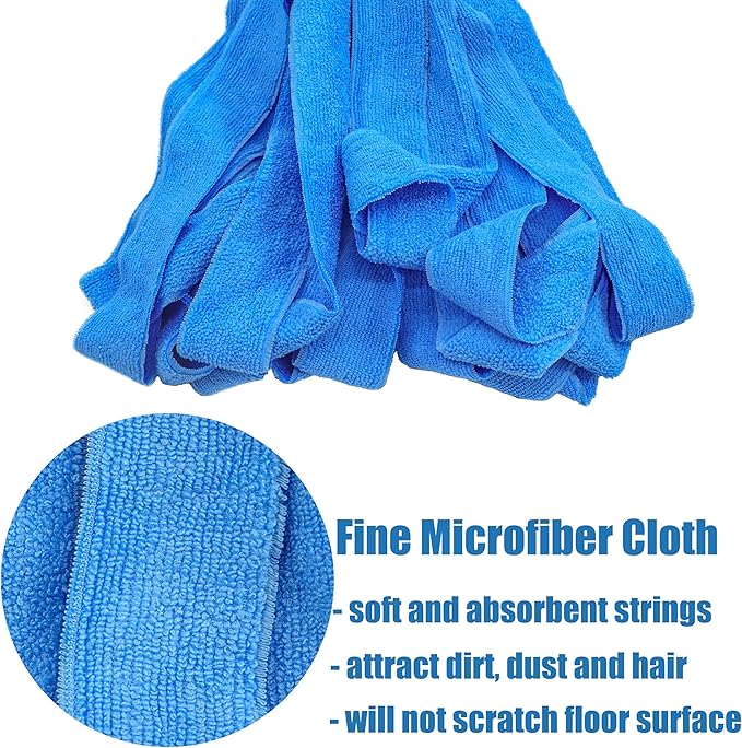 Stainless Steel Mop with Two Blue Microfiber Heads (1 Pole & 2 Heads)