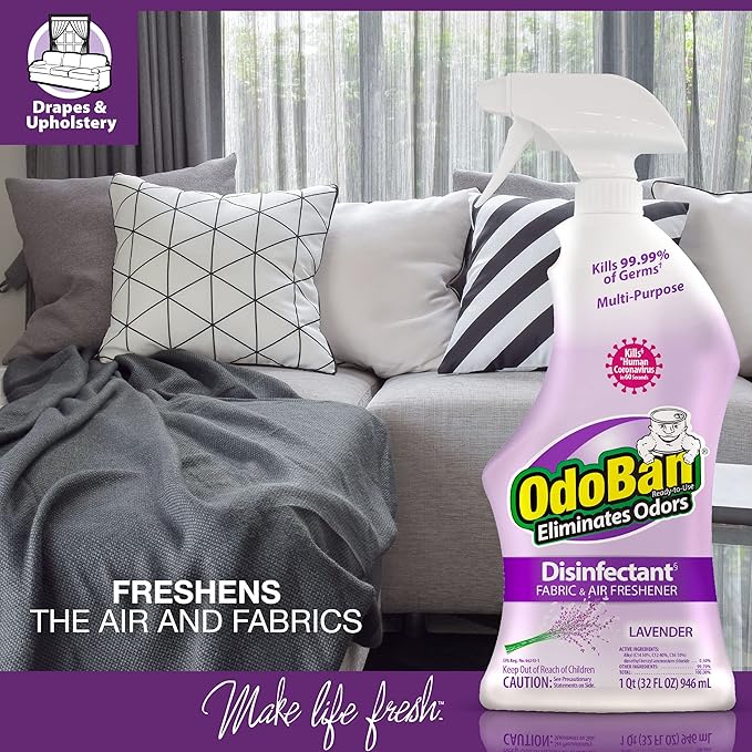 OdoBan Ready-to-Use Disinfectant and Odor Eliminator, 32 Ounce Spray Bottle, Lavender Scent