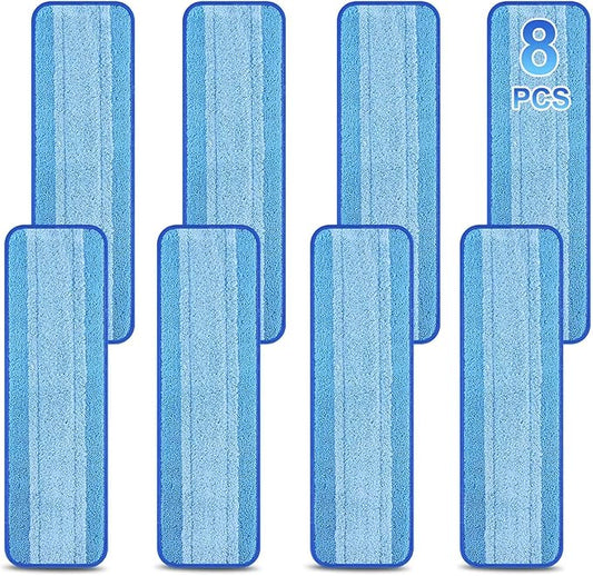 8 Pack 18 inch Reusable Mop Pads Microfiber Spray Mop Replacement Heads for Wet/Dry Mops Compatible with Bona Floor Care System