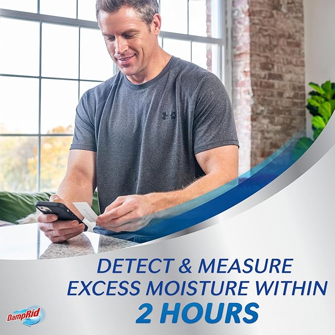 DampRid Hi-Capacity Moisture Absorber Bucket, Fragrance Free, 2 lb. 15.5 oz. & Moisture Detection Strip (2 Pack), Attracts & Traps Excess Moisture