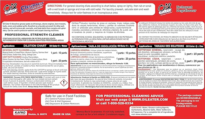 Oil Eater AOD5G35438 Original 5 Gallon Cleaner/Degreaser, light yellow, 640 Fl Oz (Pack of 1)