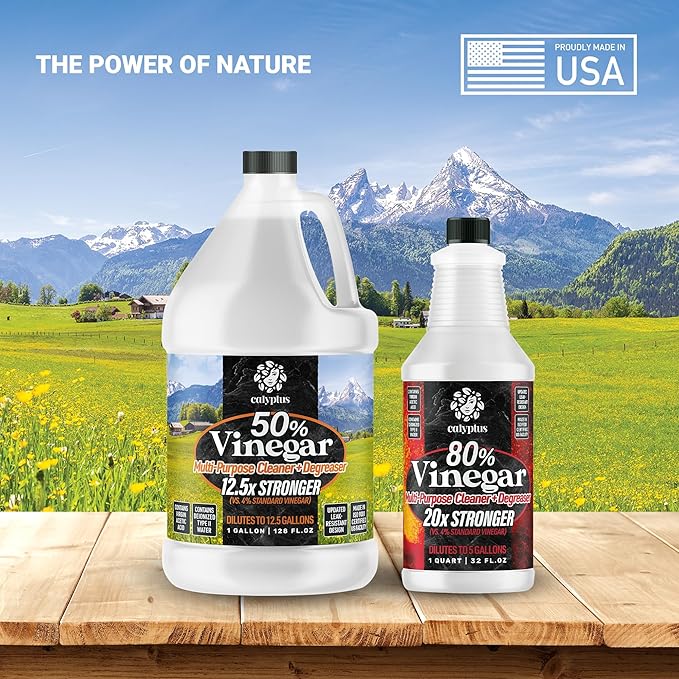 Calyptus 50% Pure Concentrated Vinegar | Maximum-Performance (12.5X) Power | Technical Grade | Dilutes Easily to 5% Acidity (1.5 Cups per Gallon) | Home and Outdoor Cleaning Concentrate | 4 Gallon