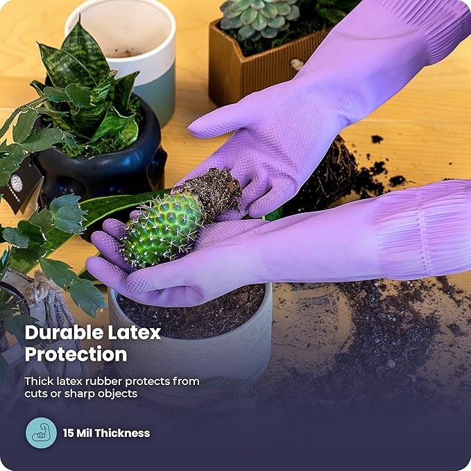 FMP Brands 3/6/12/60 Pairs 15 Inch Extra Long Rubber Dishwashing Gloves - Non-Slip for Cleaning, Kitchen, Bathroom, Gardening