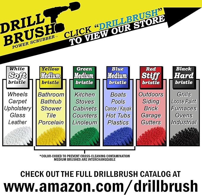 Ultimate Drillbrush Variety Kit with Long Reach Extension - Power Scrubber - Glass Cleaner - Bathroom Accessories - Shower Cleaner - Kitchen Accessories - Deck Brush – Grout Cleaner - Garden Statues