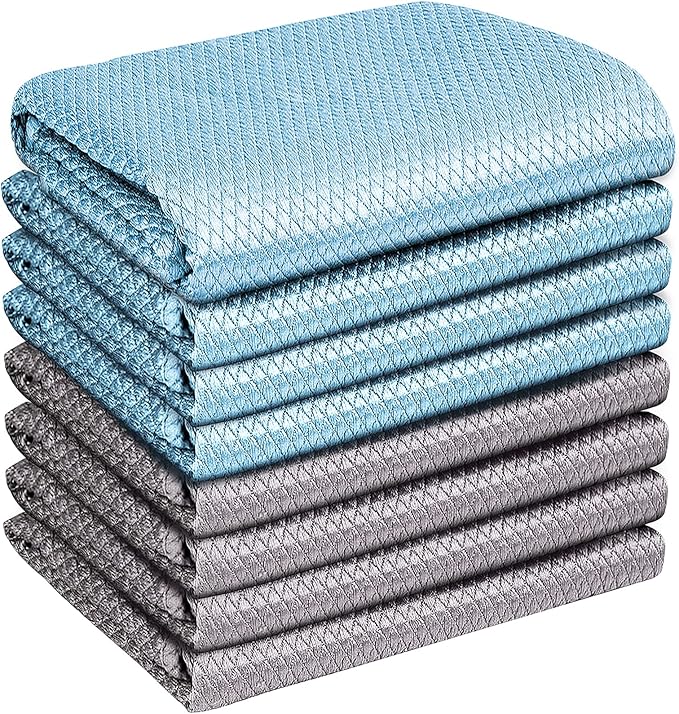 Streak Free Miracle Cleaning Cloths Easy Clean Nanoscale, Pack of 8, 12'' x 16'', Microfiber Polishing Windows Glass Lint Free Rags Stainless Steel Car Kitchen Reusable