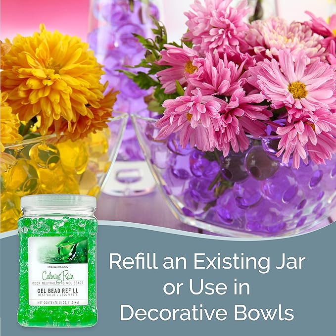 SMELLS BEGONE Odor Eliminator Gel Bead Value Pack - 72 oz - Air Freshener Eliminates Odors in Bathrooms, Pet Areas, Boats, RVs & Cars - Made with Essential Oils - Calming Rain Scent