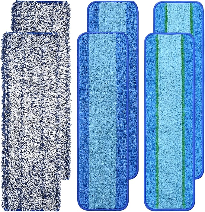 6 Pack Reusable Microfiber Pad for Bona Mop, 6 Pack Value - Use with Bona Mops, Includes 2 Pack Dusting Pad, 2 Pack Cleaning Pad and 2 Pack Deep Clean Pad