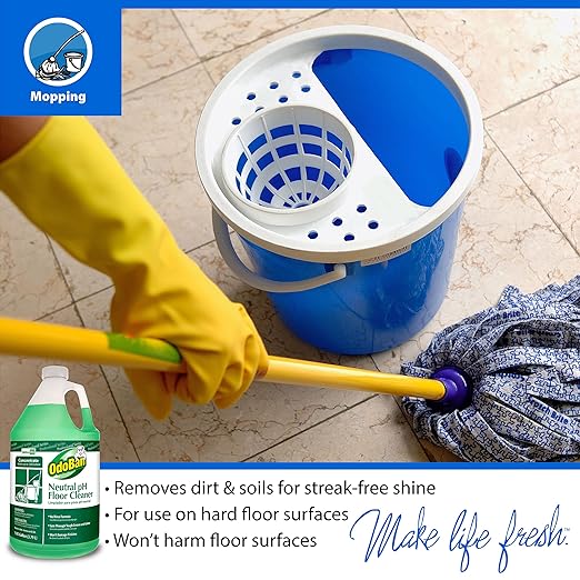 OdoBan Professional Cleaning Neutral pH Floor Cleaner and BioStain and Odor Remover, Made in the USA, 1 Gallon Each