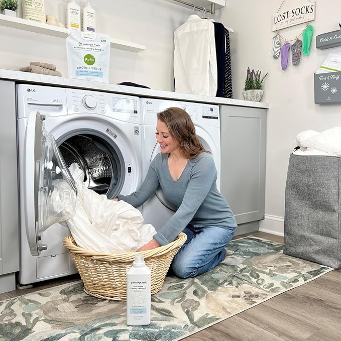 Heritage Park Luxury Laundry Detergent | Dermatologist Tested Plant based Natural & Enzyme Laundry Detergent | Sensitive Skin Friendly - Shore Breeze (32 fl oz)