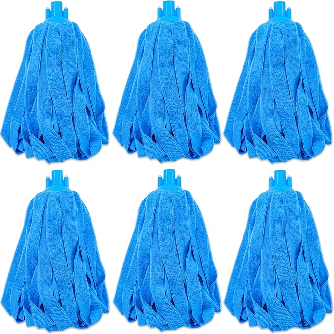 Microfiber Cloth String Mop Head Refill, Loop End Screw On Mop Head Compatible with All Standard US Threading Pole (Acme 3/4 inch Thread) (6)