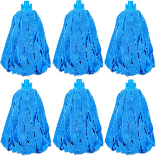 Microfiber Cloth String Mop Head Refill, Loop End Screw On Mop Head Compatible with All Standard US Threading Pole (Acme 3/4 inch Thread) (6)