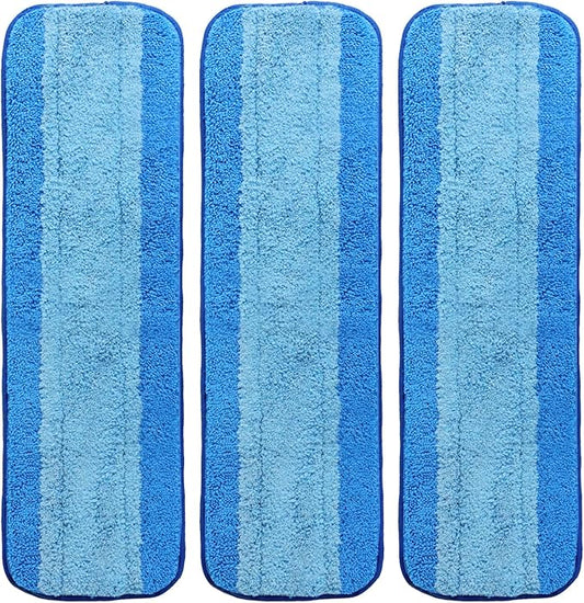 3 Pack Microfiber Cleaning Pads for Bona Mop, Hardwood & Hard Surface Floors Replacement Cleaning Mop Pads, Reusable Microfiber Mop Pads for 18 Inch Mop, Over 500 Machine Washes