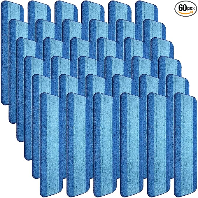 60 Pieces Microfiber Cleaning Pads Compatible with Bona Mop Reusable 18 Inch Replacement Cleaning Pads Washable Refills Replacement Heads for Floor Purifying