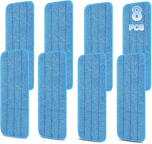 8 Pack 16.5 inch Reusable Mop Pads Microfiber Spray Mop Replacement Heads for Wet/Dry Mops Compatible with Bona Floor Care System