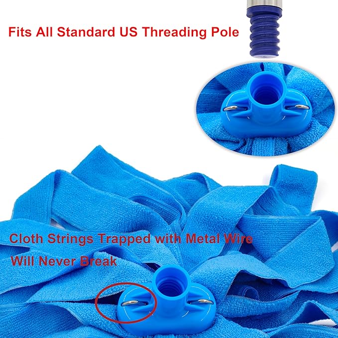 Screw On Microfiber String Mop Head Refill, Compatible with All Standard US Threading Pole (Acme 3/4 inch Thread) – 1PC