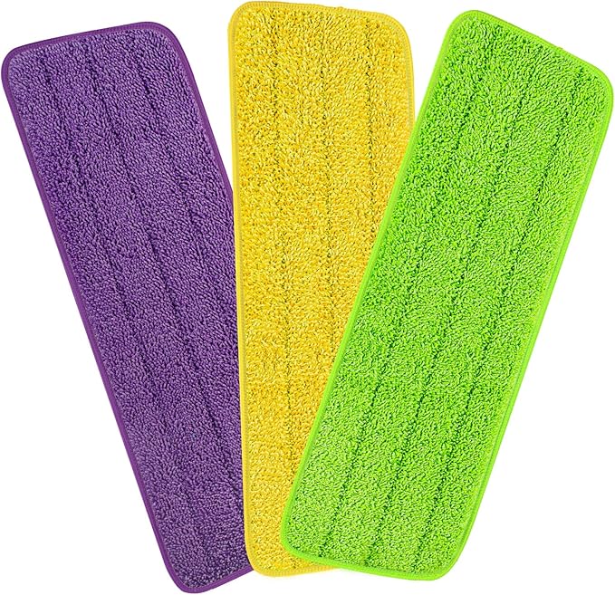 3 Pack 16.5 inch Reusable Mop Pads Microfiber Spray Mop Replacement Heads for Wet/Dry Mops Compatible with Bona Floor Care System (Multicolor )
