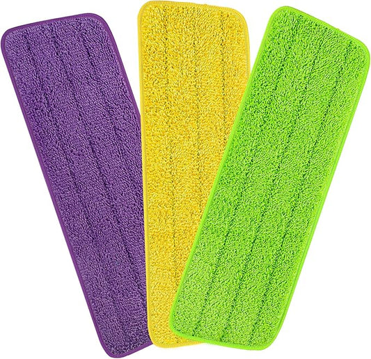 3 Pack 16.5 inch Reusable Mop Pads Microfiber Spray Mop Replacement Heads for Wet/Dry Mops Compatible with Bona Floor Care System (Multicolor )