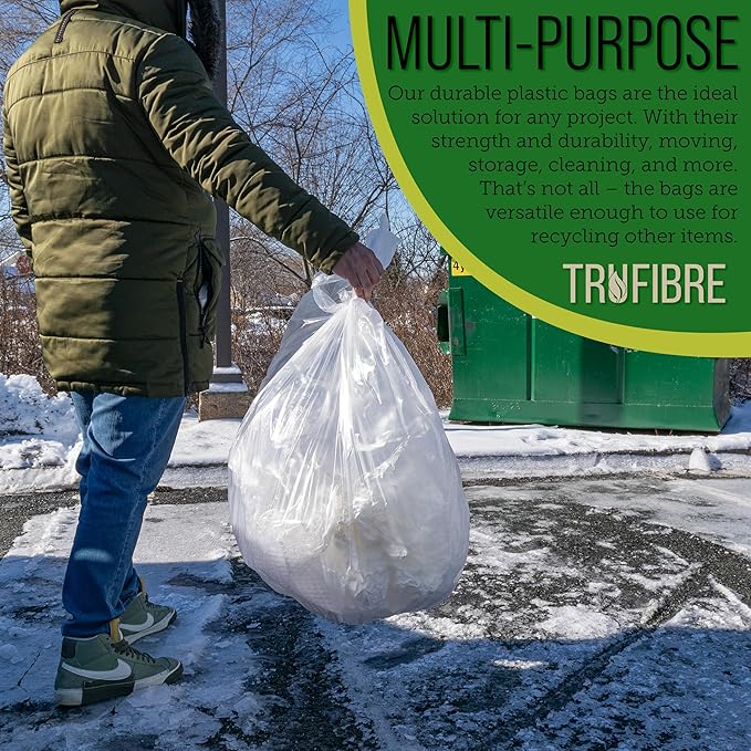 Large Clear Trash Bags, 33 Gallon, Plastic Liners Waste Disposal, Home, Office, Commercial Recycling, Garbage Management, 32x38, 250 Count