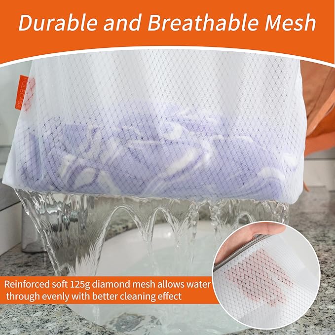 Polecasa 3Pcs 9 x 12 Inches Extra Durable 125g Diamond Mesh Laundry Bags with Sturdy Zipper for Delicates, Protect Clothes in Washing Machine, Laundry Room Essentials for College, Dorm (3 Small)