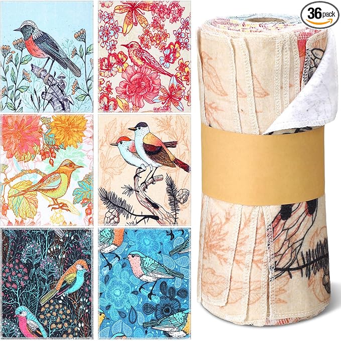 36 Pack Reusable Cleaning Cloths Washable Cotton Kitchen Towels for Home