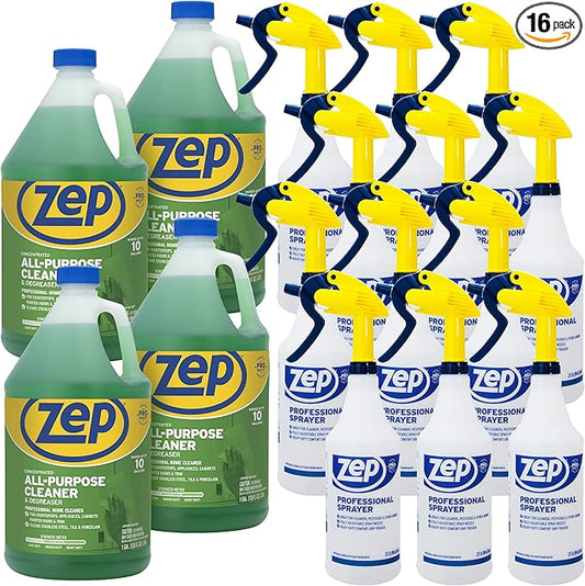 Zep All-Purpose Cleaner and Degreaser Concentrate 1 Gal (Case of 4) Professional Sprayer Bottle (Case of 12) - ZU0567128 - Cuts Through Grease, Grime and Dirt With Ease