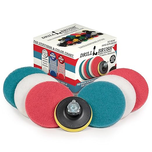 All Purpose Scrub Pads - Six Pack of Cleaning Pads - Bathroom Cleaner - Auto Detailing - Stove Top - Drill Accessories Pads for Deep Clean - Shower Scrubber - Glass Cleaner - Tub Stain Remover