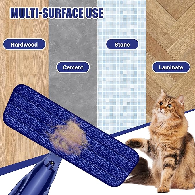 Microfiber Spray Mop for Floors Cleaning: Wet Dry Hardwood Floor Mops with 3 Washable Reusable Pads for Swiffer Powermop - Flat Mop with Sprayer for Tile Wood Laminate Vinyl Marble