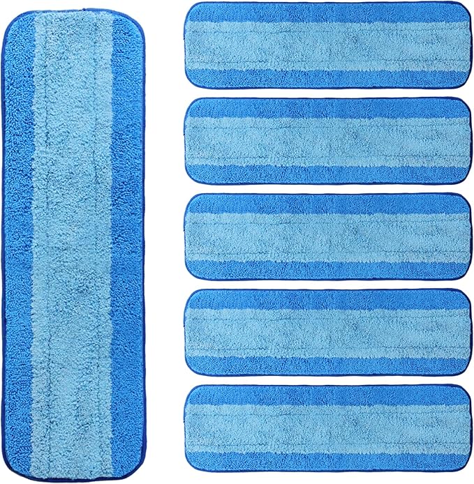 6 Pack Microfiber Cleaning Pads for Bona Mop, Reusable Microfiber Mop Pads for 18 Inch Mop, Hardwood Floor Replacement Cleaning Mop Pads, Machine Washes