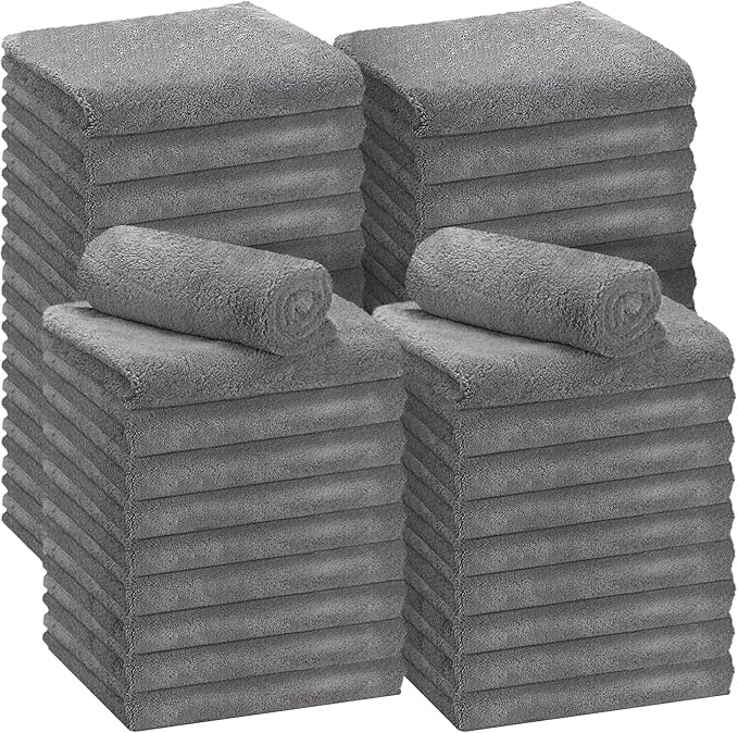 Shimeyao 30 Pcs Edgeless Microfiber Plush Towels for Cars Detailing Drying Wash Polishing Absorbent Cleaning Cloths, 500 GSM, 16 x 16 Inch(16 x 16 Inch,Gray,30 Pcs)
