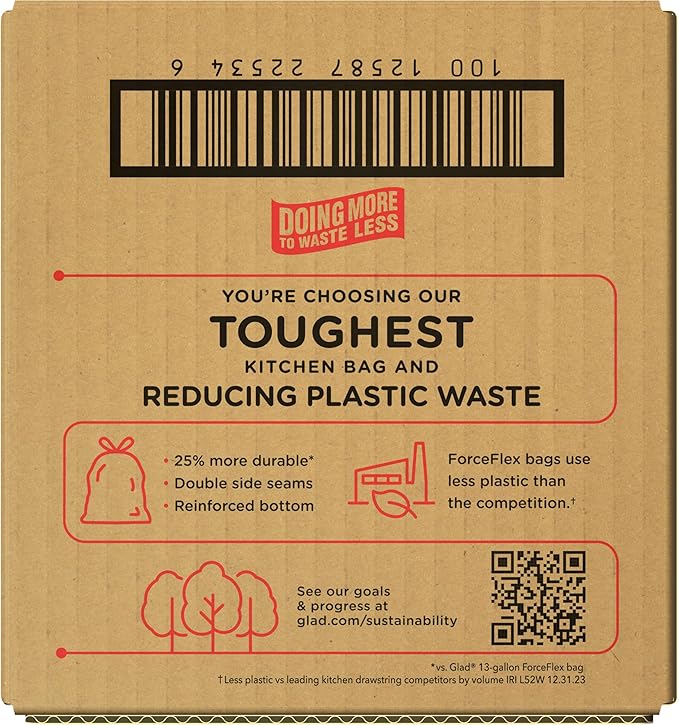 Glad ForceFlex MaxStrength Kitchen Trash Bags, 13 Gal, Bahama Bliss Febreze, 90 Ct (Pack May Vary)