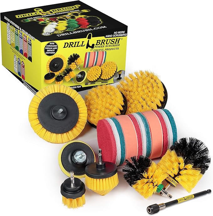 Drill Brush Power Scrubber by Useful Products - Toilet Bowl Power Brush - Bathroom Cleaner - Shower Cleaner - Bathroom Accessories Set - Cleaning Kits - Spin Scrubber Drill Attachments for Cleaning