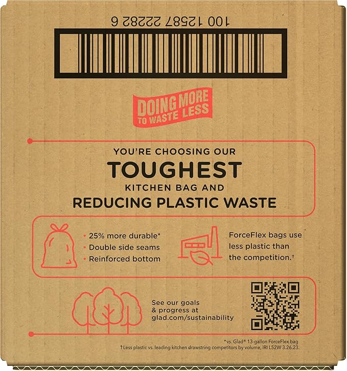 Glad Tall Kitchen Trash Bags 13 Gallon, MaxStrength Mountain Air Garbage Bags, Drawstring, 90 Count