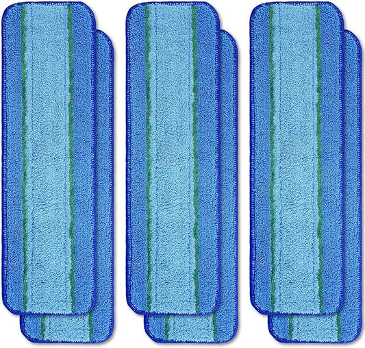 6 Pack Microfiber Cleaning Pads for Mop Hardwood Floor Cleaner Mop Replacement, Deep Microfiber Cleaning Pad Dusting Pad Wet Mop Dry Dust Mop Cleaner (Green)