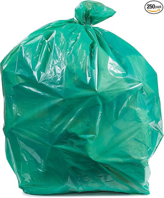 Plasticplace 12-16 Gallon Trash Bags │ 1.0 Mil │ Green Garbage Can Liners │ 24” x 31” (250 Count), W14LDG