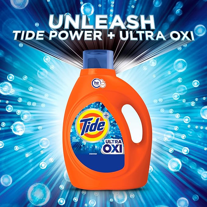 Tide Ultra Oxi Boost Liquid Laundry Detergent, 84 fl oz, 59 Loads, Advanced Stain Remover, Laundry Detergent Liquid with Extra Oxi Power