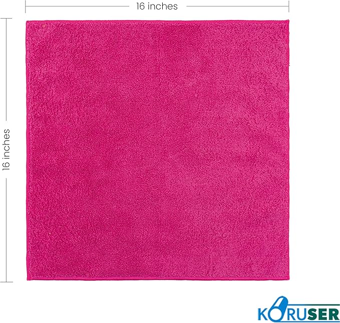 Microfiber Cleaning Cloths - Pack of 12 (16'' x 16'') - Reusable and Washable - All Purpose Towels for Multi Purpose Indoor/Outdoor Cleaning/Dusting/Polishing on Kitchen/Bathroom/Auto Surfaces