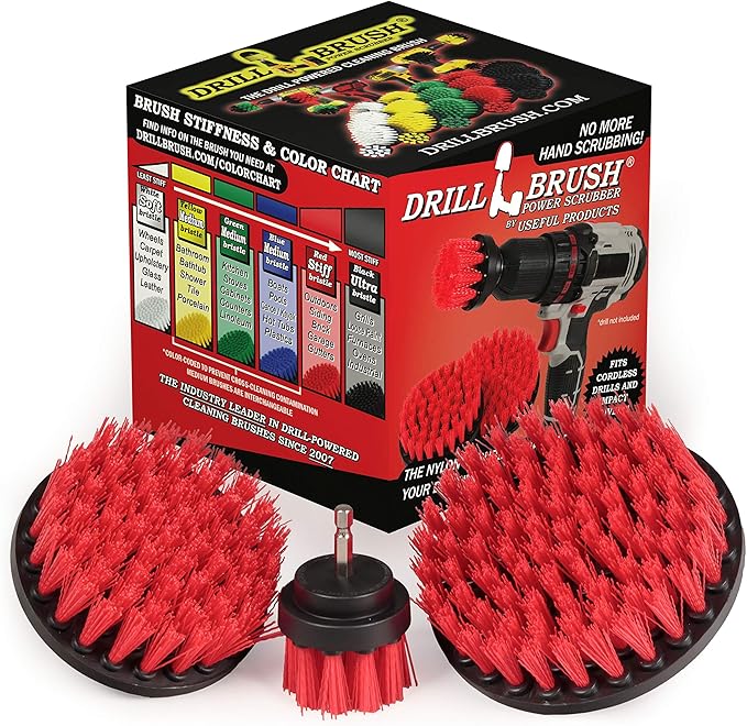Outdoor Cleaning Supplies - Outdoor Drill Power Scrub Brush Kit - Bird Bath Cleaning Brushes - Garden Tool Cleaning Brushes - Fountain Scrub Brushes - Headstone Cleaning Tools - Home Deck Scrub Brush