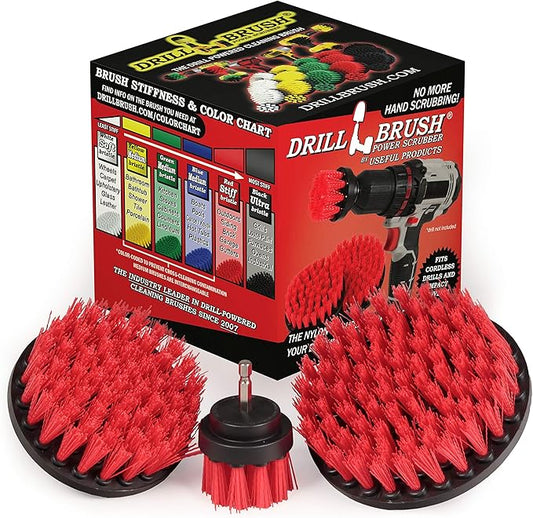 Outdoor Cleaning Supplies - Outdoor Drill Power Scrub Brush Kit - Bird Bath Cleaning Brushes - Garden Tool Cleaning Brushes - Fountain Scrub Brushes - Headstone Cleaning Tools - Home Deck Scrub Brush