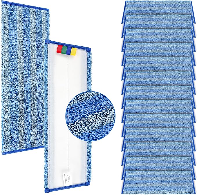 Replacement Microfiber Mop Pad – Universal 17-18" Heavy Duty Reusable Refill – Thick Commercial Cleaning Pad for Wet & Dry Use (15 Pack - 18in Flat Mop Head (Trapezoid))