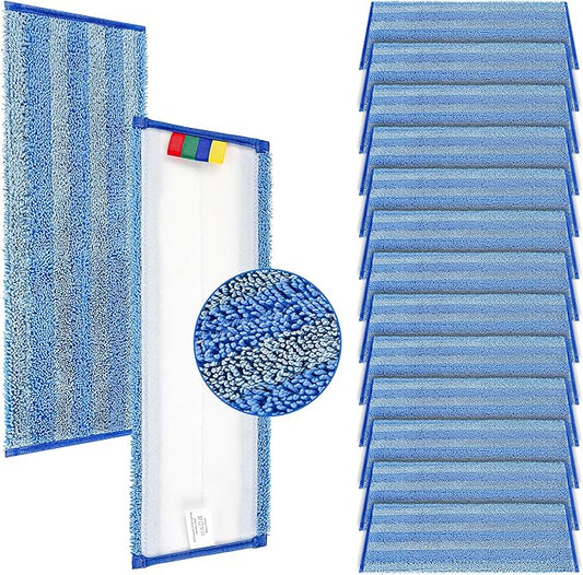 Replacement Microfiber Mop Pad – Universal 17-18" Heavy Duty Reusable Refill – Thick Commercial Cleaning Pad for Wet & Dry Use (15 Pack - 18in Flat Mop Head (Trapezoid))