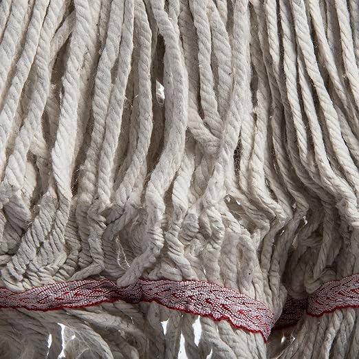 SPARTA 369552B00 Cotton Mop Head, Loop-Ended, 5 Inch Color-Coded Red Headhand for Organized Cleaning, Large - 43 Inches Long, White with Red Band