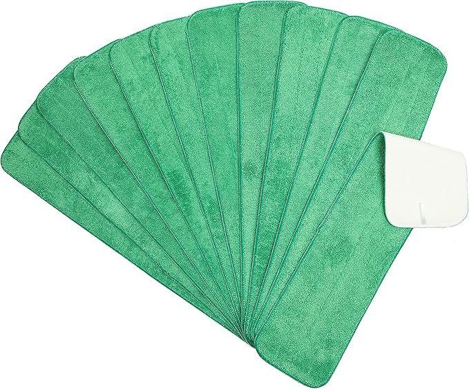 Arkwright Spray Mop Replacement Pads - (Pack of 12) Bulk Microfiber Flat Dry and Wet Refill Mop Pads Floor Cleaning, Compatible with Bona and Rubbermaid, Fits All Mop Heads, 24 in, Green