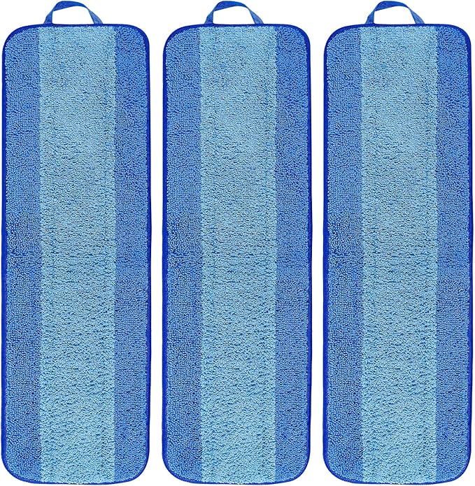 KEEPOW Microfiber Cleaning Pad, Mop Replacement Pads for Hardwood Floor Cleaner, 18 Inch, Washable & Reusable Spray Refills for Hard Surface Laminate Wood (3 Pack)