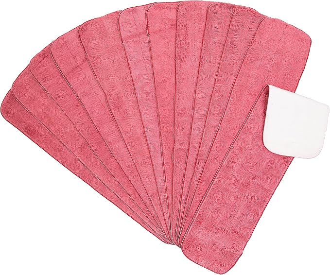 Arkwright Spray Mop Replacement Pads - (Pack of 12) Bulk Microfiber Flat Dry and Wet Refill Mop Pads Floor Cleaning, Compatible with Bona and Rubbermaid, Fits All Mop Heads, 24 in, Red