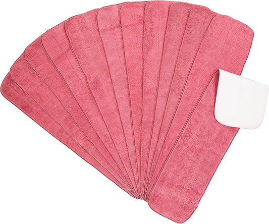 Arkwright Spray Mop Replacement Pads - (Pack of 12) Bulk Microfiber Flat Dry and Wet Refill Mop Pads Floor Cleaning, Compatible with Bona and Rubbermaid, Fits All Mop Heads, 24 in, Red