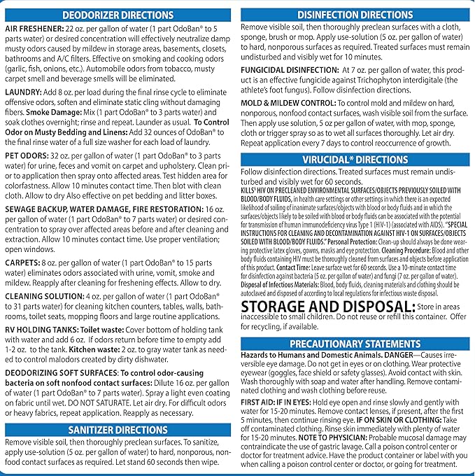OdoBan Ready-to-Use Disinfectant and Harsh Aroma Eliminator, Set of 2, 14.6 Ounce 360-Degree Continuous Spray Fabric/Air Freshener and 1 Gallon Multi-Purpose Cleaning Concentrate, Fresh Linen Scent